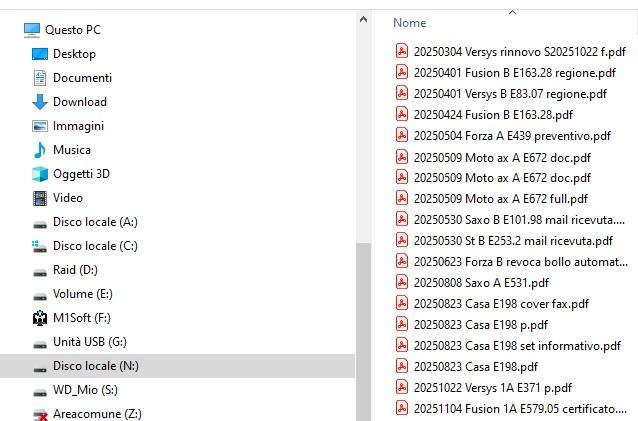 Esempi di rinomina file contabilità