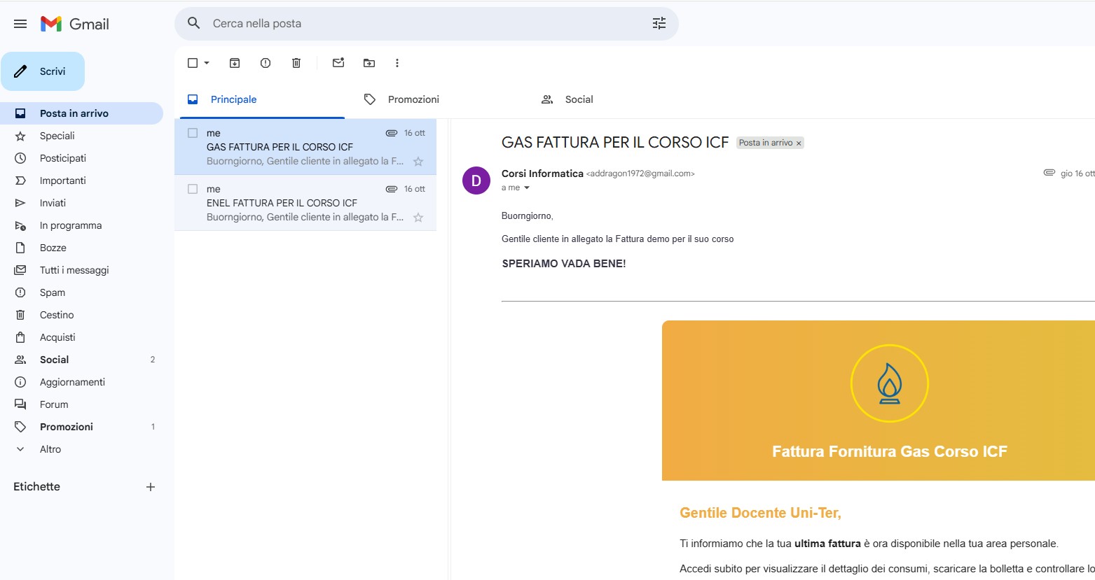 Interfaccia di Gmail
